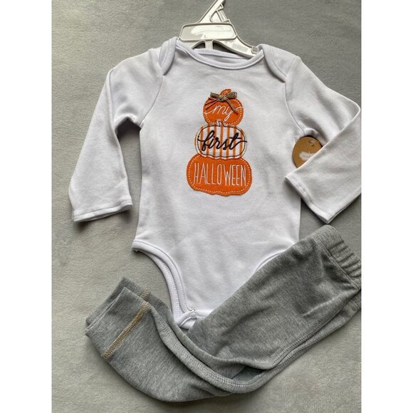 Mud Pie My first Halloween two piece set pumpkins 3-6m NWT 1st holiday onesie pa - Picture 2 of 5
